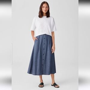 EILEEN FISHER  AIRY ORGANIC COTTON TWILL A-LINE SKIRT SZ XL